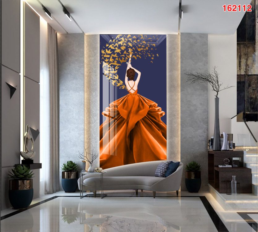 Tranh dán tường cô gái trang trí phòng khách